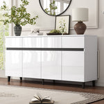 High-Gloss Sideboard 4 Drawers 2 Doors Adjustable Shelves