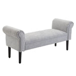 Upholstered Bench, Lounge & Hallway Seating, Linen Fabric, Light Grey