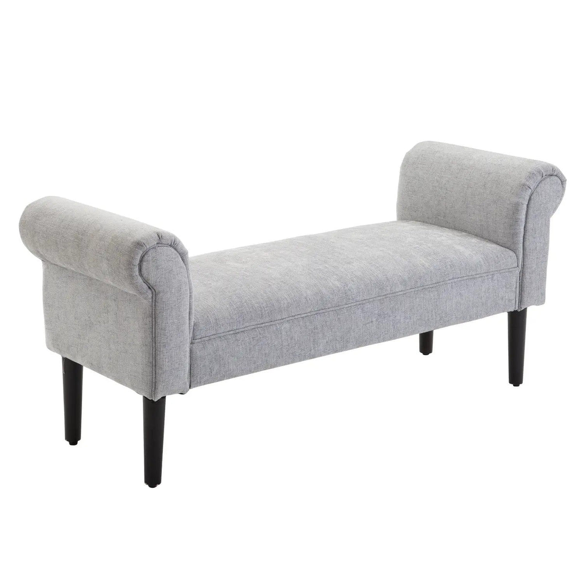 Upholstered Bench, Lounge & Hallway Seating, Linen Fabric, Light Grey