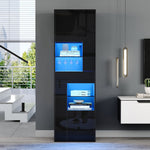 Display Cabinet 55x38x170cm Tall with LED Light, High-Gloss Black