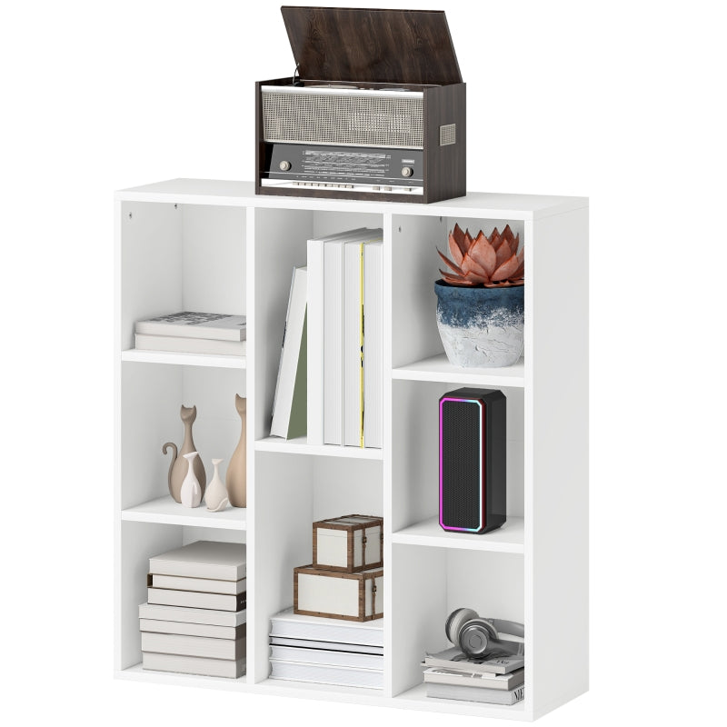 Bookcase, 8-Tier Standing Storage Shelf, White