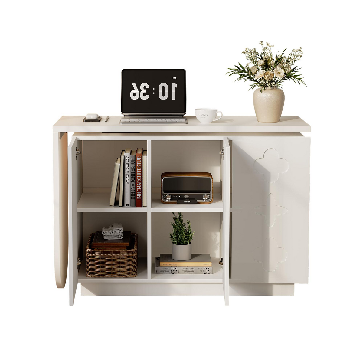 Desk, Rotating L-Shaped Corner, 110 cm White