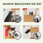 Cat Tree 98cm Deer Design, Cave, Play Ball, Jute Trunks Brown