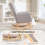 Rocking Chair, High Back Upholstered, Corduroy, Light Grey