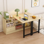 Extendable Folding Dining Table with Storage & 360° Rotation - Natural/Black
