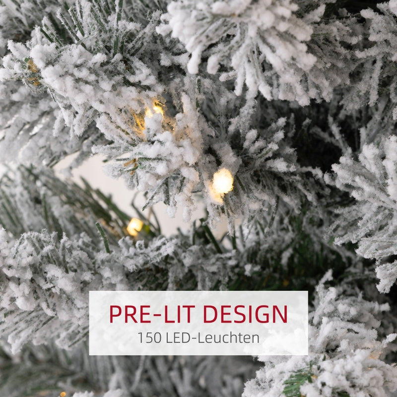 Christmas Tree 180 cm, LED Lights, Metal Base, Green