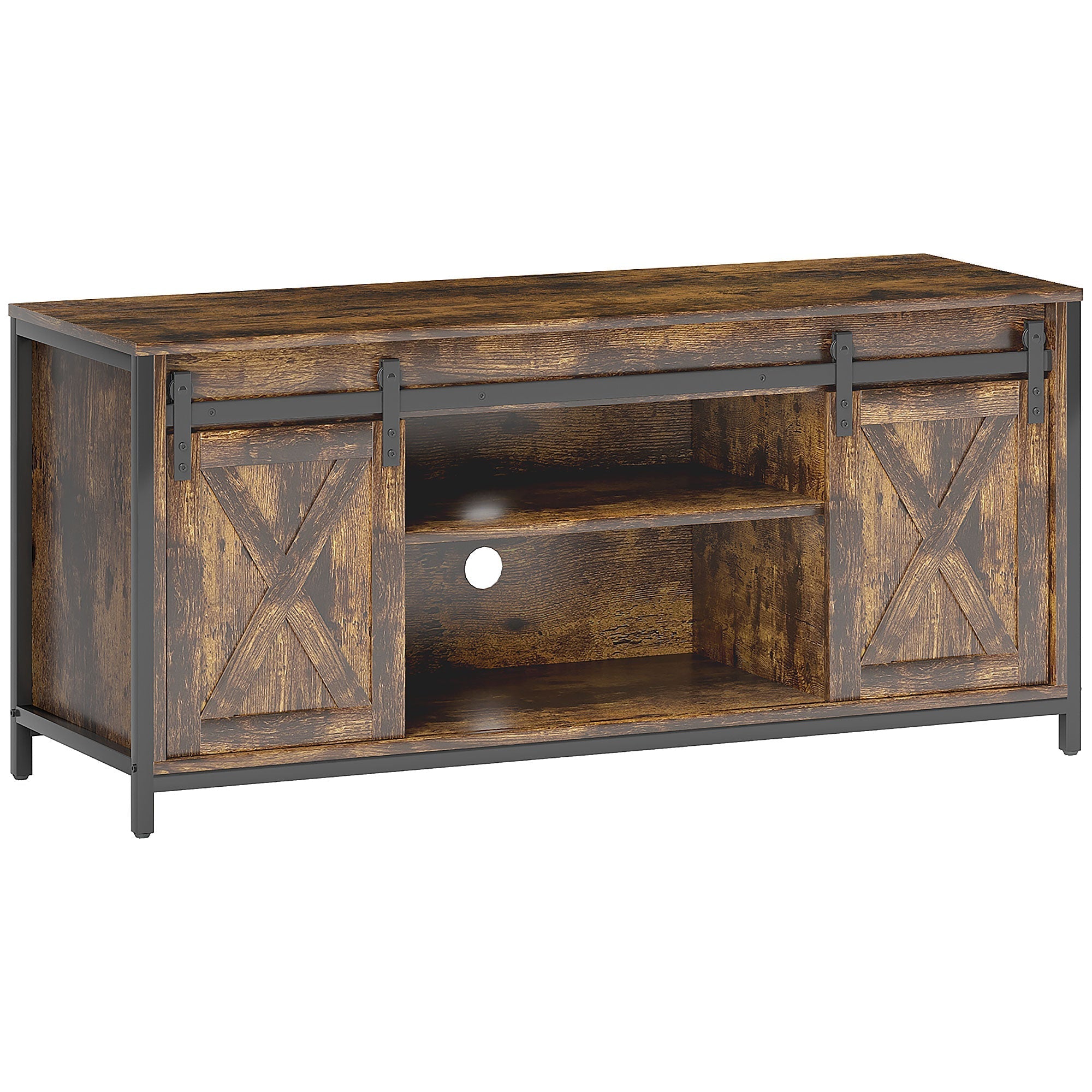 TV Cabinet, Stand for TVs up to 60 inches, 2 Cabinets 2 Shelves, Brown