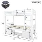 Bunk Bed Children's Shoe Racks Lockers Divisible 2 Single Beds, White 90x200cm