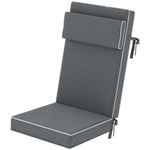 Seat Cushion, Water-Repellent, Headrest, Dark Grey