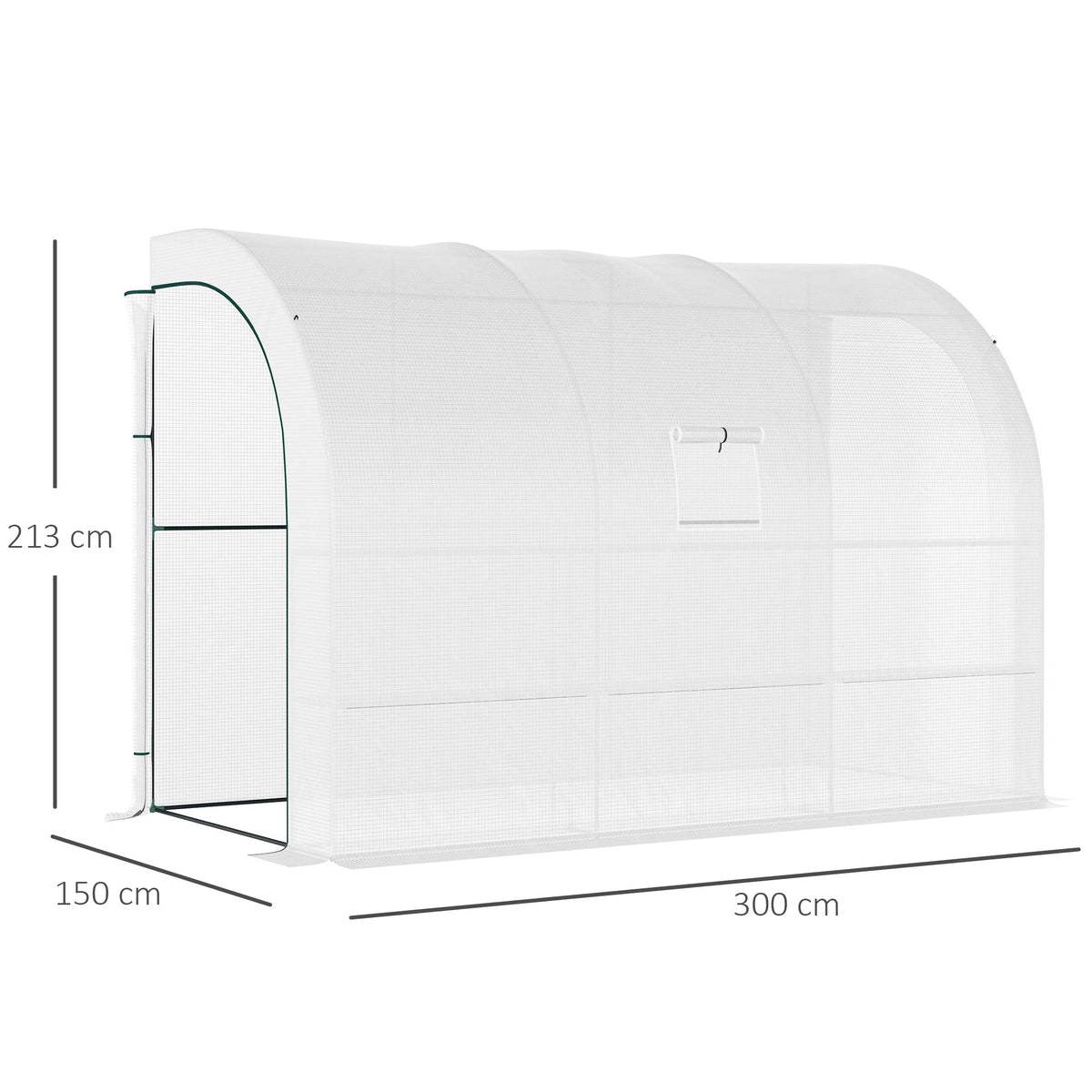 Greenhouse with Shelves, Windows, Winterproof 300x150x213cm Steel Foil, White