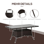 Dining Table, Poryrattan Glass 150x85x74cm Safety Glass, Brown/Black