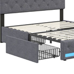 Upholstered Double Bed with Storage Drawers 180x200cm, Beige Velvet