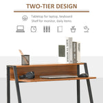 Desk Computer Table, Storage & Cable Management, Metal Walnut