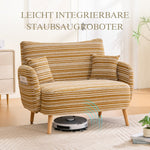 Modern Two-Seater Sofa with Armrest Cushions and Storage Bag, Loop Fabric