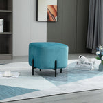 Footstool, Padded Footrest, Polyester & Steel, Turquoise