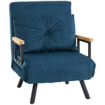 Sofa Bed Recliner Guest Bed Adjustable Backrest Velvet Blue