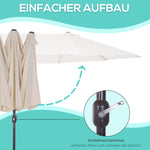 Parasol Double Patio Umbrella, Hand Crank, Oval, Beige