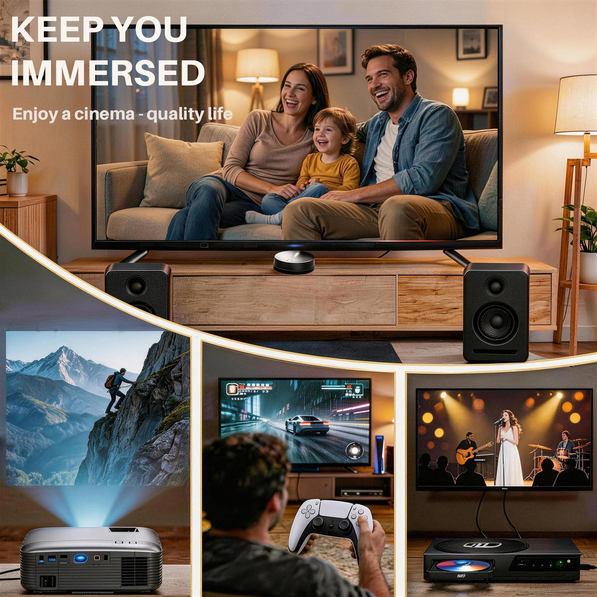5.1 Wireless Home Cinema System Dolby Atmos Monaco Set - Black