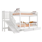 Children's Bunk Bed Multifunctional Slide Stairs 2 Drawers Solid Wood, White 90x200