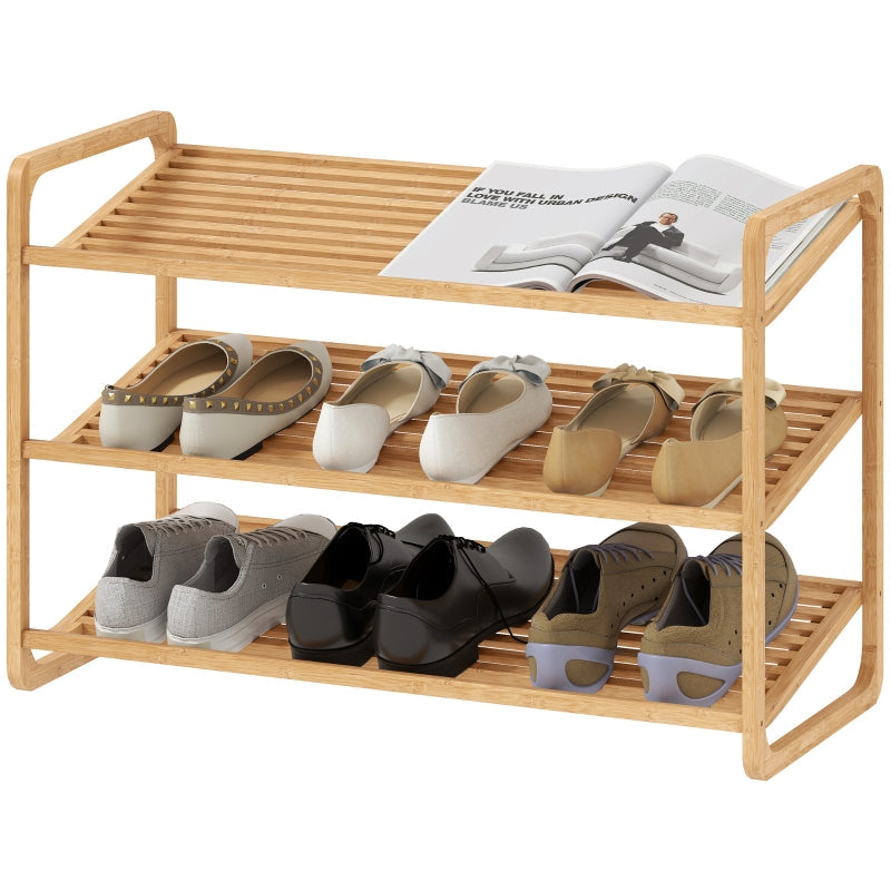 Bamboo Shelf 3-Tier Design 30 kg Load Capacity Wood