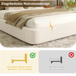 Upholstered Double Bed with Hydraulic Storage 140x200cm, Beige Bouclé