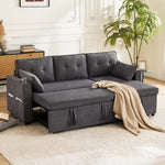 Sofa Bed L-Shaped Sleeping Function Storage Cup Holder Interchangeable Upholstered