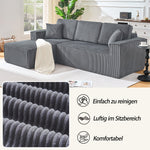L-Shaped Modular Corner Sofa with Chaise Longue and High-Density Foam, Grey Corduroy