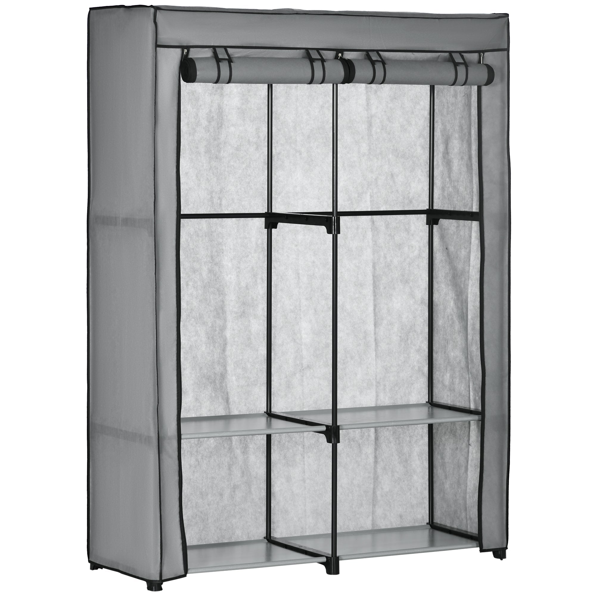 Wardrobe Fabric, Foldable with Zipper, Light Grey