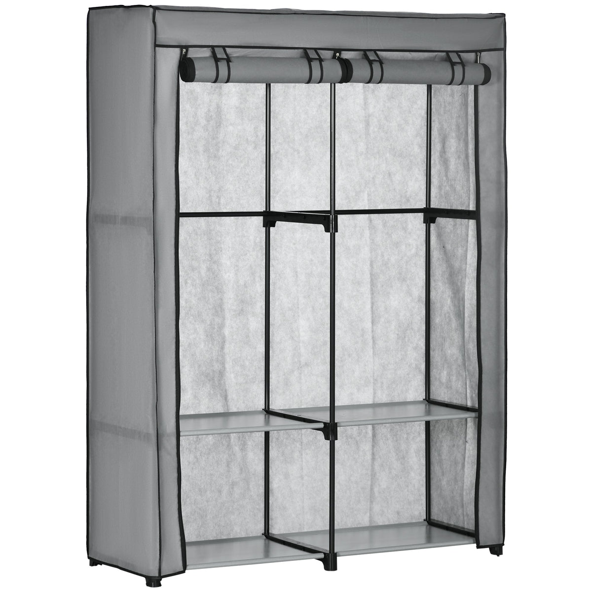 Wardrobe Fabric, Foldable with Zipper, Light Grey