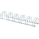 Bicycle Stand, 6 Bikes, Weatherproof, Durable, Steel Silver