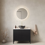 76cm Bathroom Vanity Unit with Stone Pattern Basin and Sintered Stone Countertop, Black