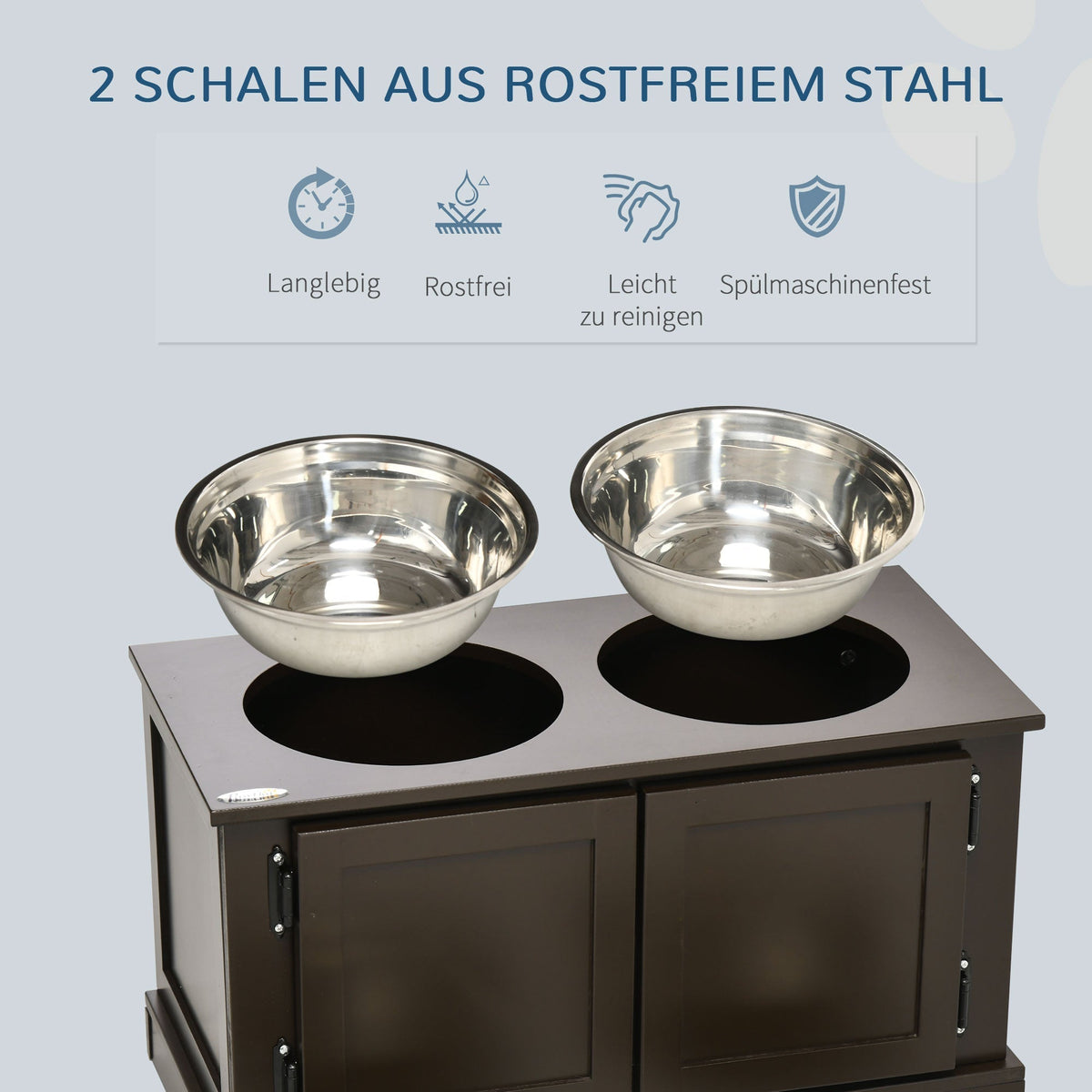 Raised Dog Bowls, Storage 2 Bowls Large Dogs, Coffee