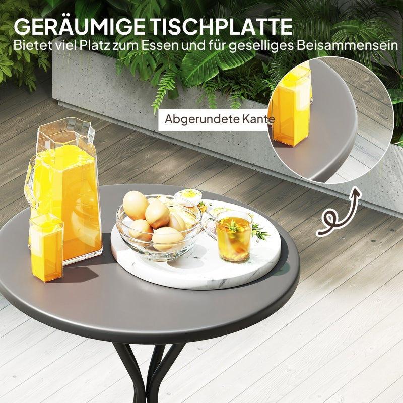 Garden Table Ø60 x 70 cm, Weatherproof Round Steel, Black