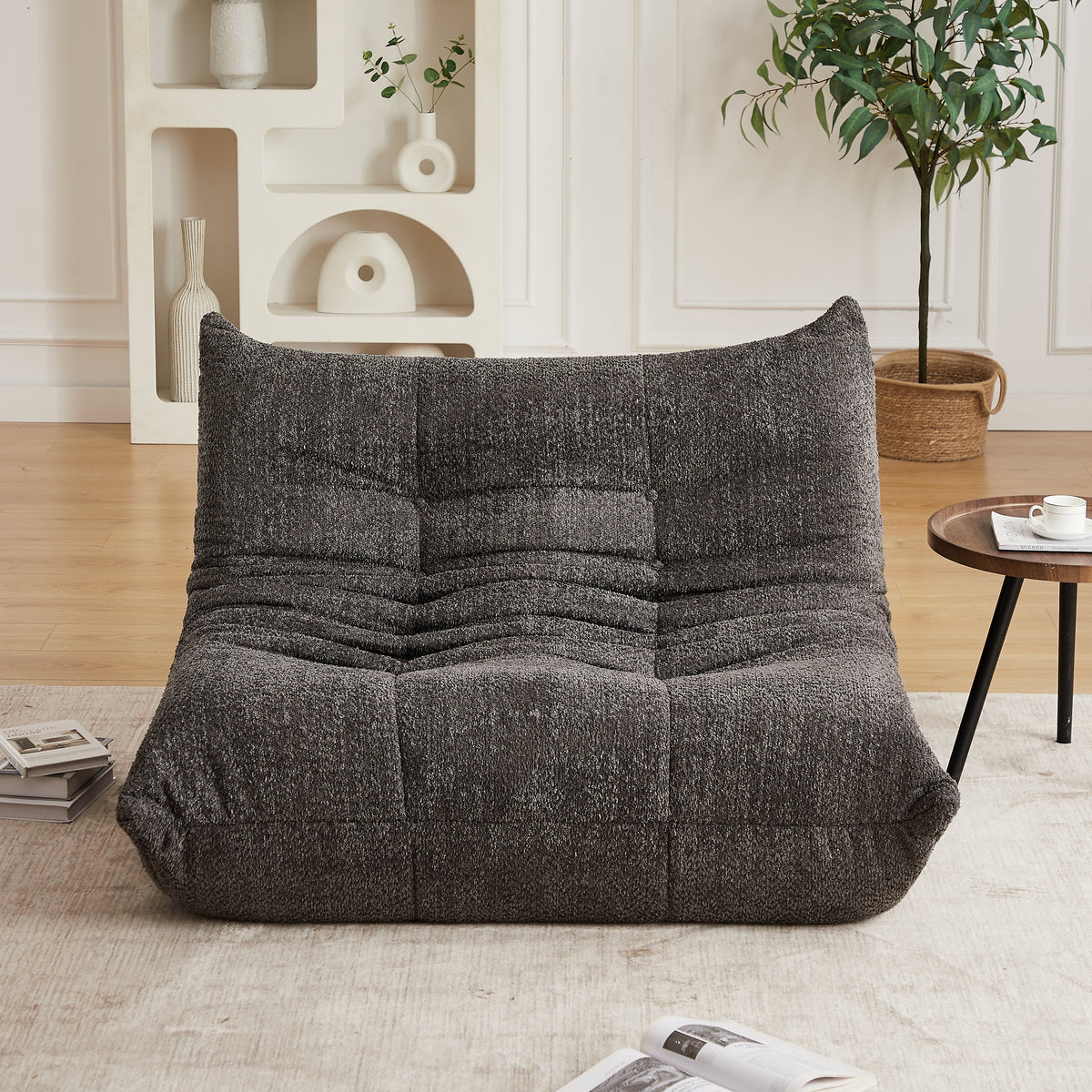 Chenille Togo Two-Seater Sofa with Memory Foam and High-Density Elastic Foam, Chenille Fabric