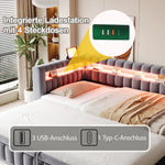 Upholstered Sofa Bed with LED Lighting and USB Charging, 90x200cm, Dark Grey Velvet