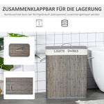 Laundry Basket 100L 2 Compartments Foldable Bamboo, Grey