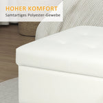 Storage Ottoman, Upholstered Wooden Legs Soft Fabric, Cream White