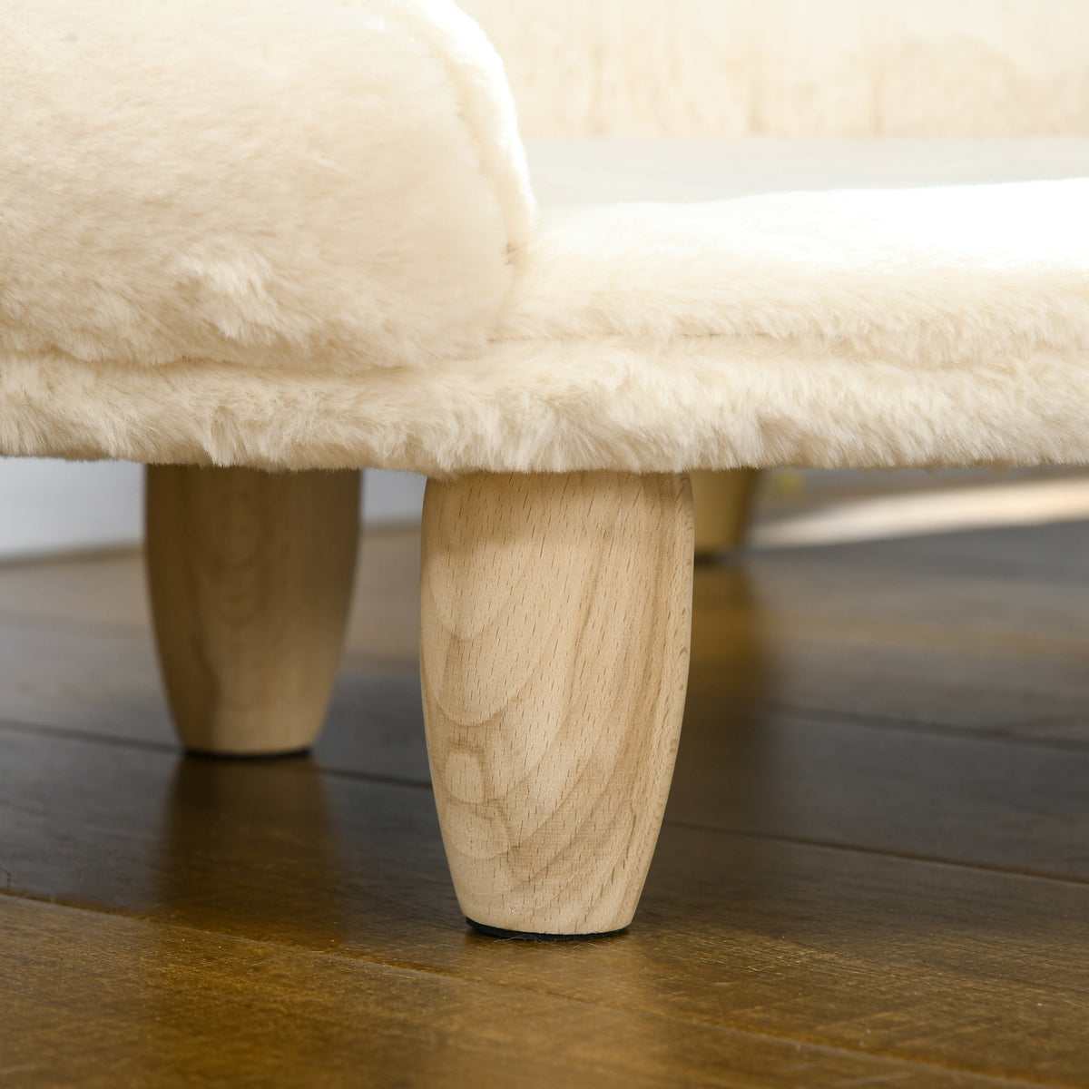 Cozy Pet Sofa Raised Design Dog Cat Flannel Cream