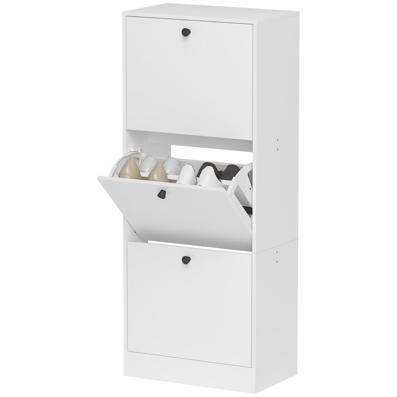 Shoe Cabinet with 3 Flaps, Adjustable Divider, 12 Pairs, White