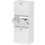 Shoe Cabinet with 3 Flaps, Adjustable Divider, 12 Pairs, White