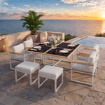 7-Piece Garden Furniture Set for 6 People, Tempered Glass & WPC