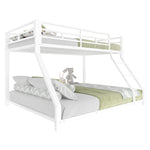 Bunk Bed 90x200 & 140x200 cm with Guardrail & Steps, White Metal