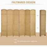 Folding Screen, 6 Panels, Room Divider, Natural Bamboo
