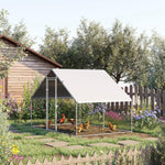 Chicken Coop Free-Range Enclosure, 300 x 200 x 200 cm, 4-6 Chickens, Steel, Silver