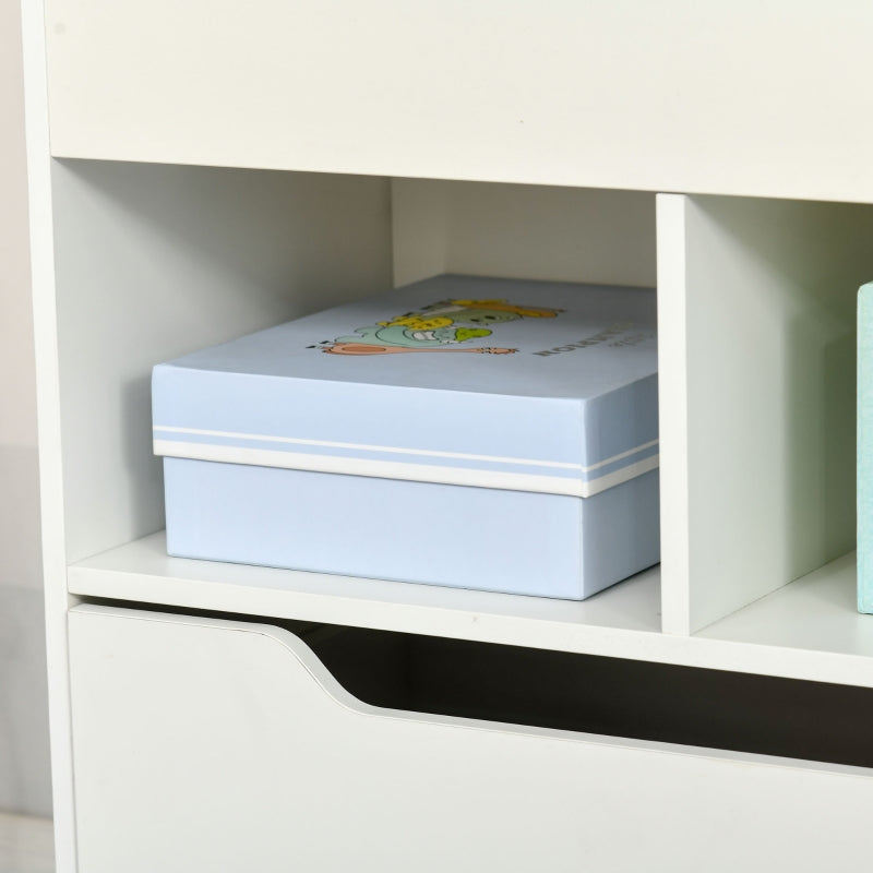 Children's Bookshelf with Drawer, 3 Shelves 2 Compartments, White