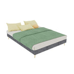 Modern Minimalist Bed Frame, 140x200cm with Mattress, Gray Velvet