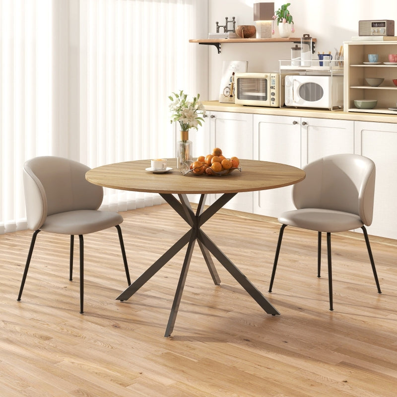 Round Dining Table Ø120 Industrial Steel Legs, Oak