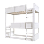 Triple Bed, Loft High Fence Design, Children's, Solid Wood, White