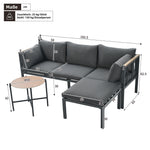 Garden Furniture Set Corner Suite with Sofa, Table & Stool, Grey