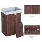 Laundry Basket 72L Foldable Washable Bamboo Dark Brown